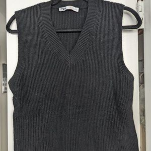 Zara Black Knit Sweater Vest Large